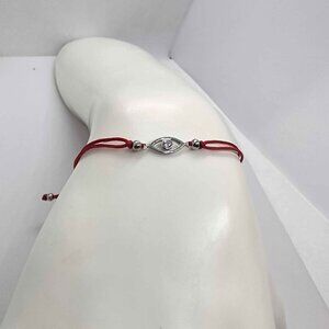 Evil Eye Bracelet Red String  925 Sterling Silver, Adjustable Protection Jewelry